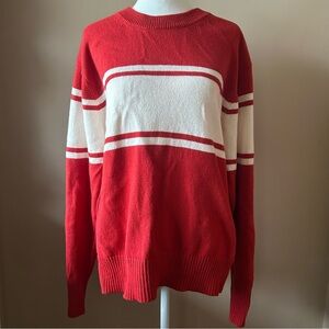 Reformation Red and White Women's Crew Neck Sweater